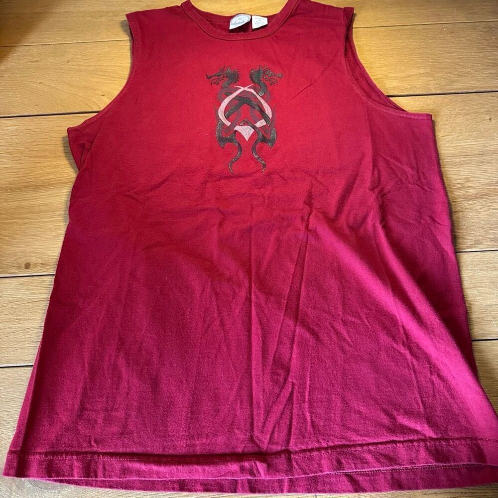 Y2K dragon tribal tank medium red